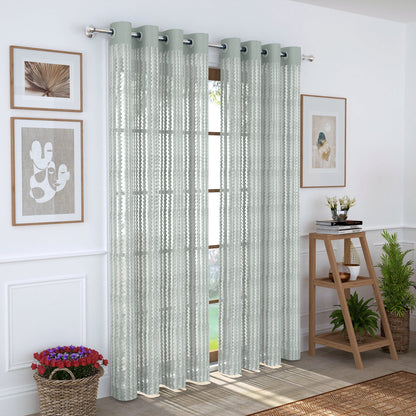 2 Pcs Grey Aura Sheer Net Polyester Window/Door/Long Door Curtains