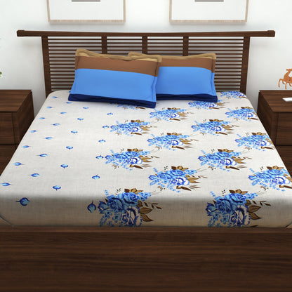 186 TC 100% Cotton 1 Double Bedsheet With 2 Pillow Cover - StoryAtHome.com
