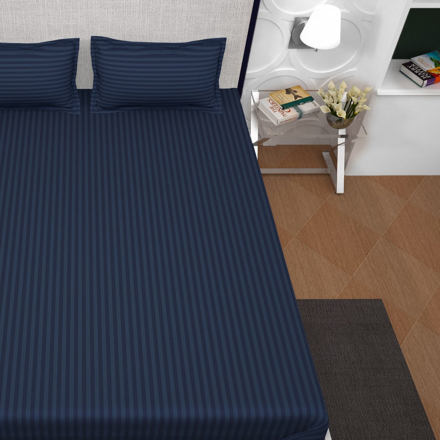 PAVO Tranquil Luxurious Premium Hotel Quality  (Indigo Blue) King size Bedsheet