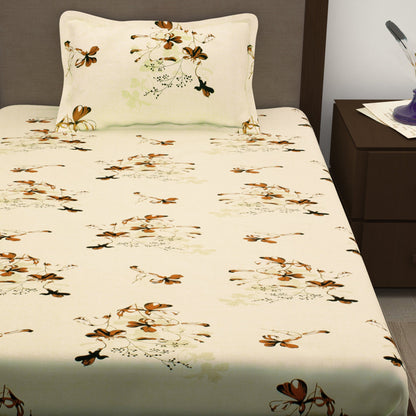 Story@Home 208 TC 100% Cotton Multicolor 2 Single Bedsheet Combo with 2 Pillow Covers