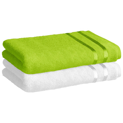 Story@Home 2 Units 100% Cotton Bath Towels - White and Green