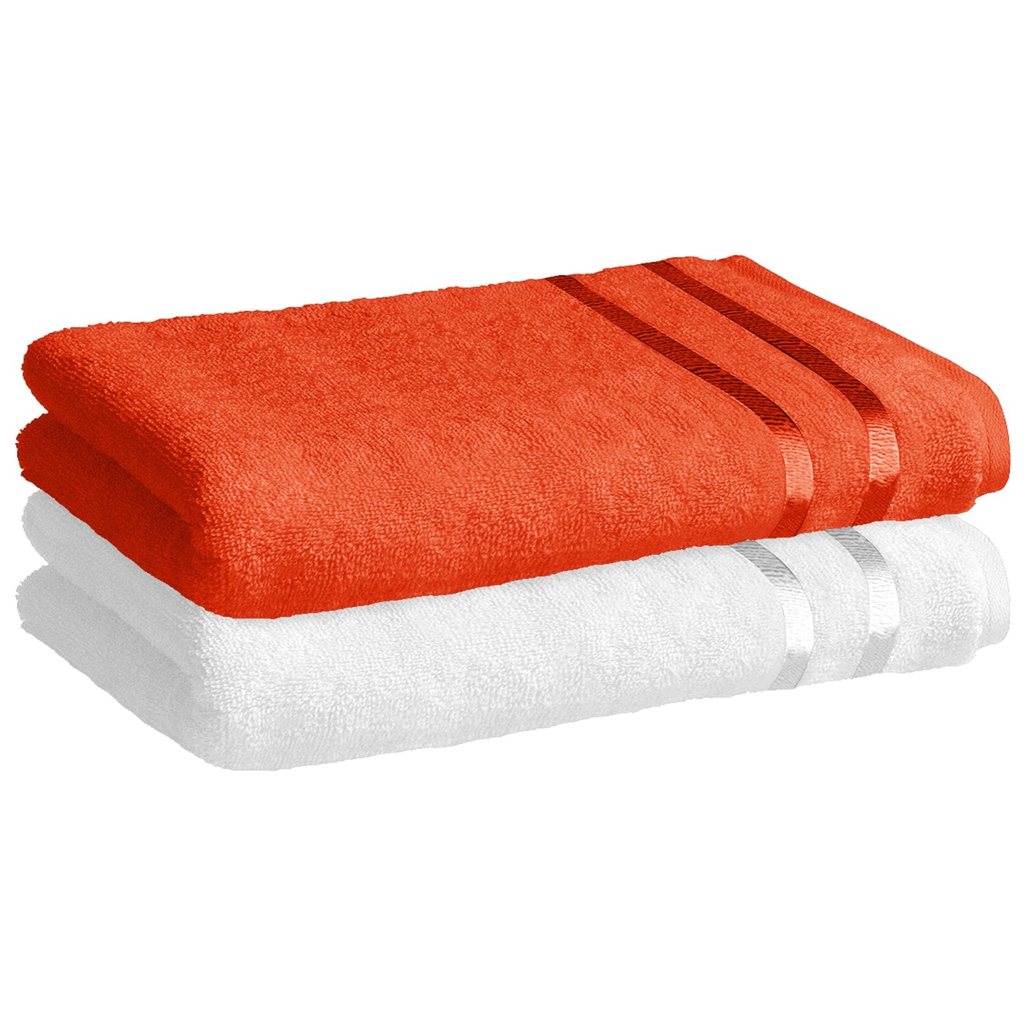 Story@Home 2 Units 100% Cotton Ladies Bath Towels - White and Orange