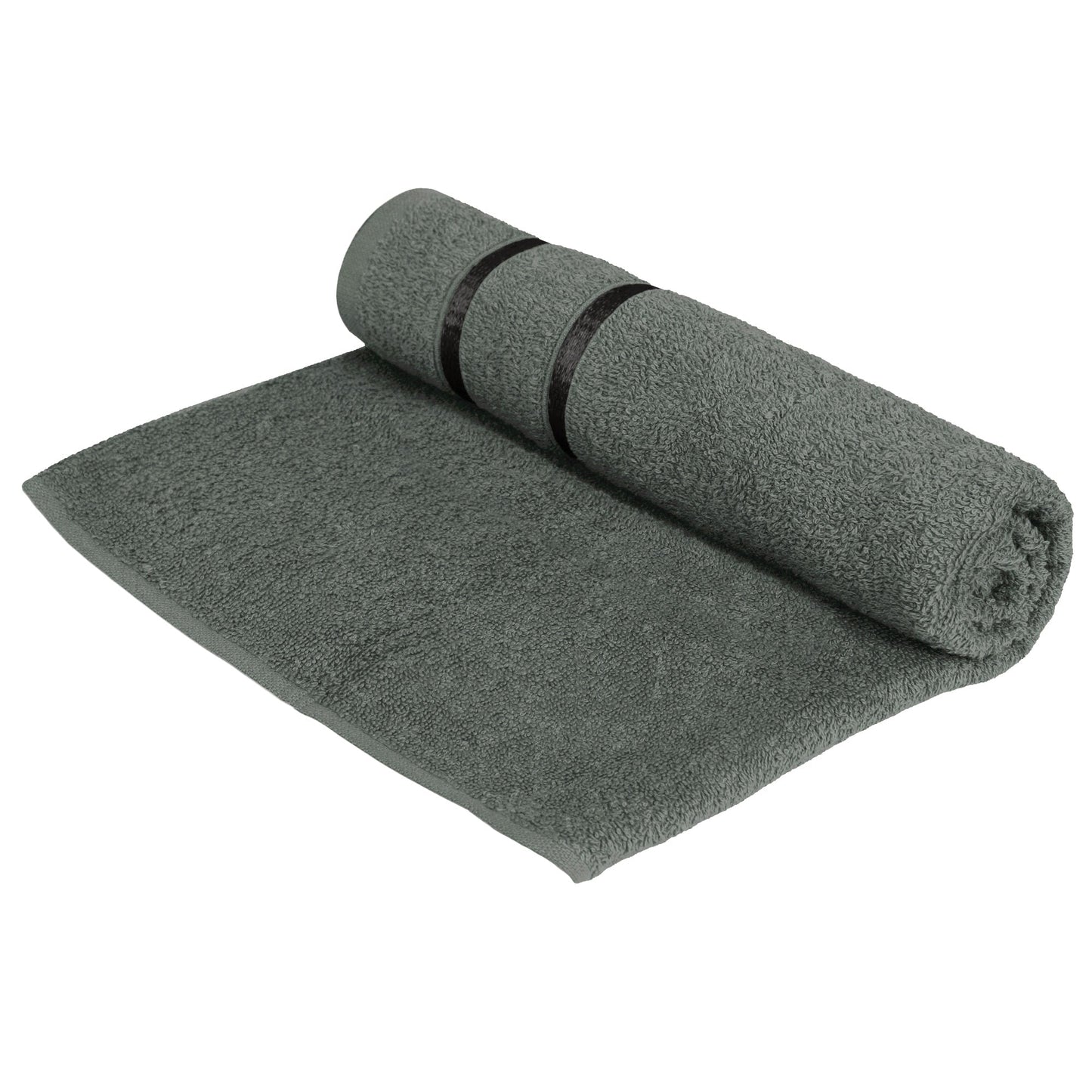 Story@Home 2 Units 100% Cotton Bath Towels - Green and Charcoal Grey