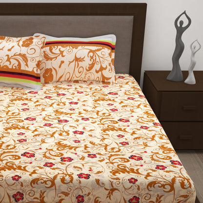 Story@Home 186 TC 100% Cotton 2 Double Bedsheets Combo With 4 Pillow Covers - Multi color