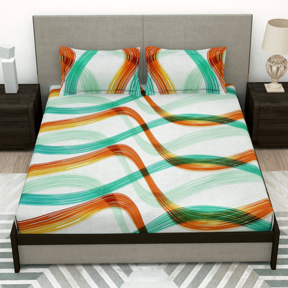 Arena 180 TC Turquoise Double Size Bedsheet With 2 Pillow Cover