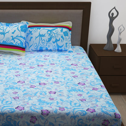 Story@Home 186 TC 100% Cotton 2 Double Bedsheets Combo With 4 Pillow Covers - Multi color