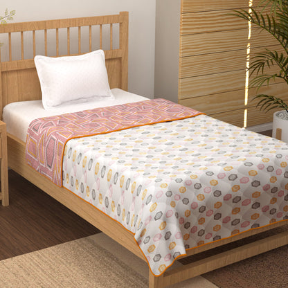 Merlin Pure Cotton Pink & Peach Criss Cross Single Comforter