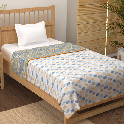 Merlin Pure Cotton Grey & White Criss Cross Single Dohar