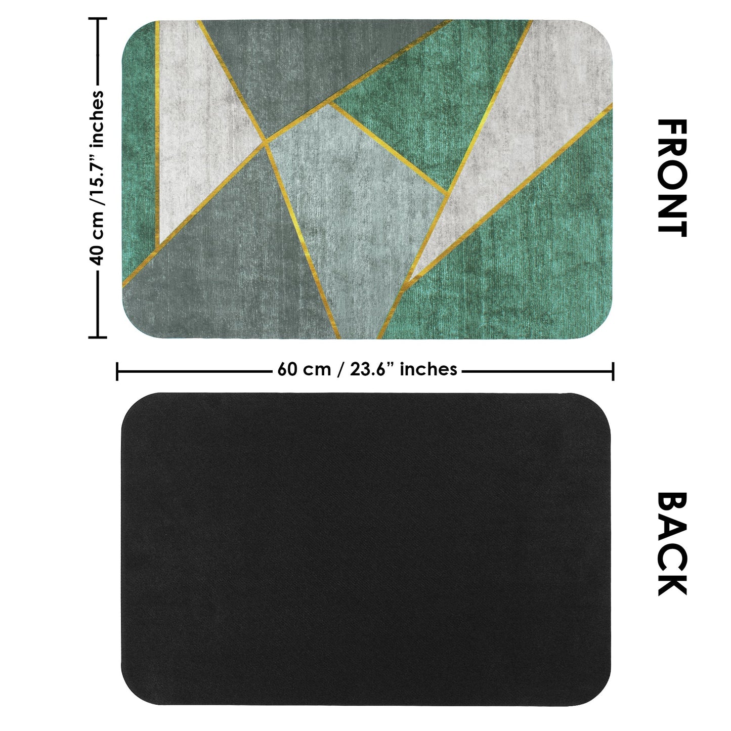 2 Units Nappa Leather Green Geometric Encore Doormats