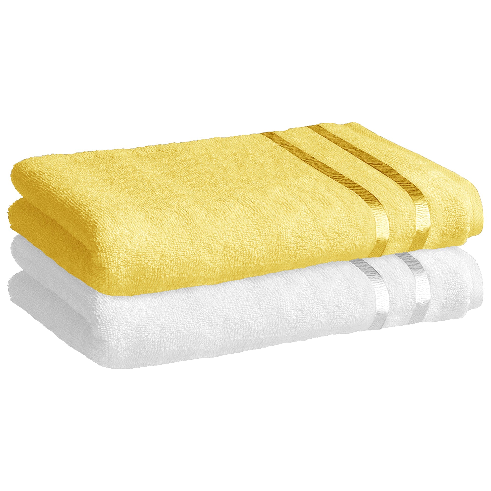 Yellow and white online bath towels