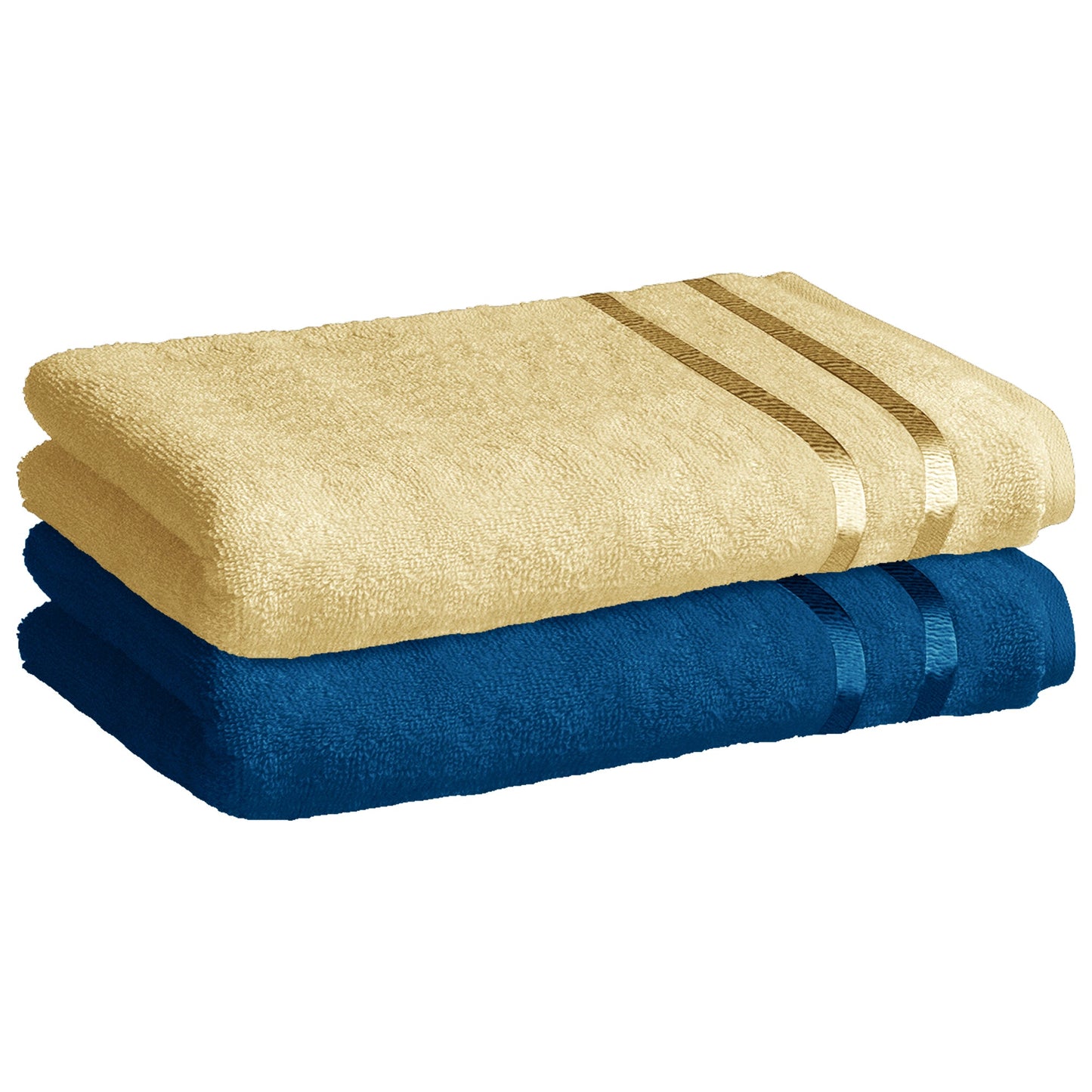 Story@Home 2 Units 100% Cotton Ladies Bath Towels - Navy and Beige