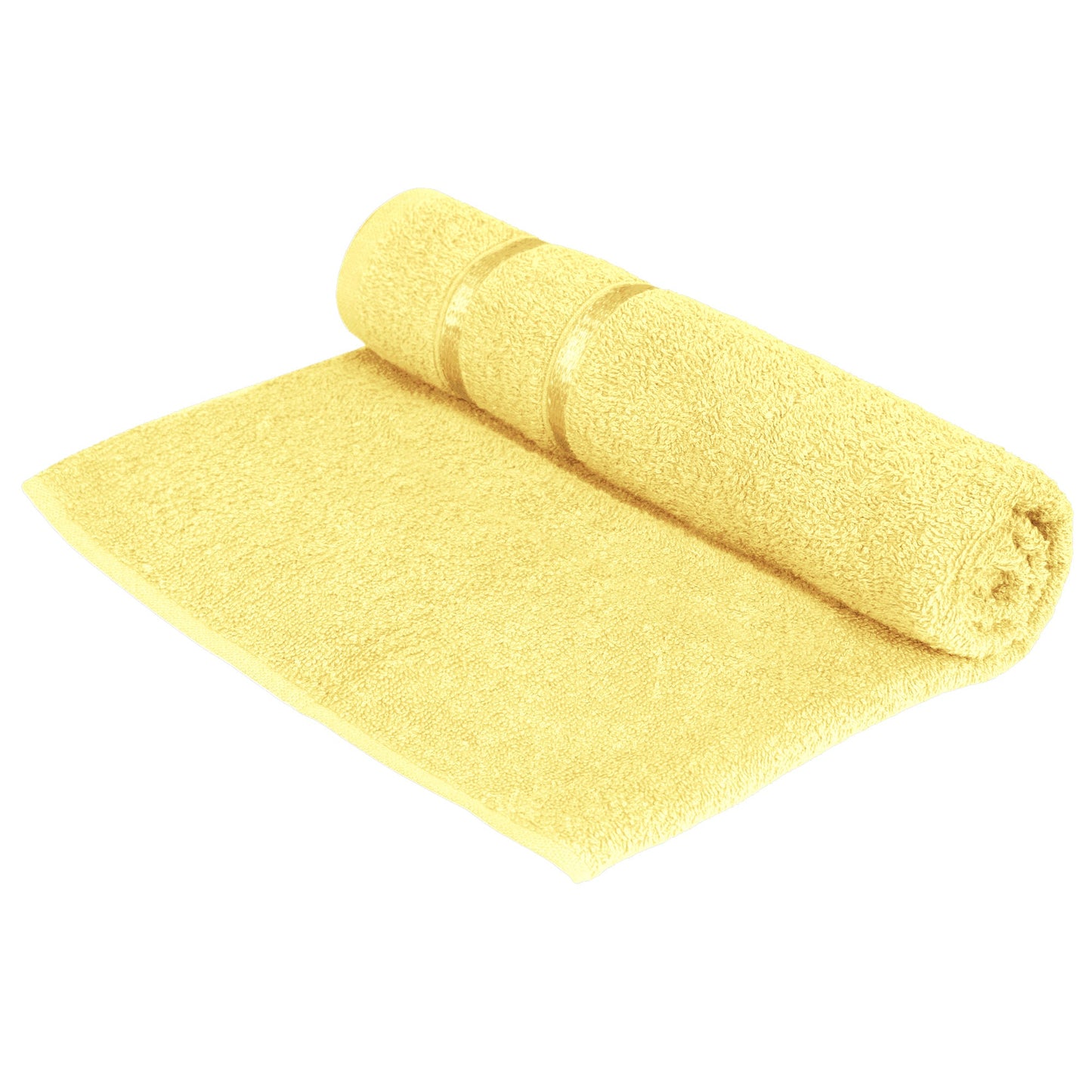 Story@Home 4 Units White 100% Cotton Bath Towel - Lemon Yellow