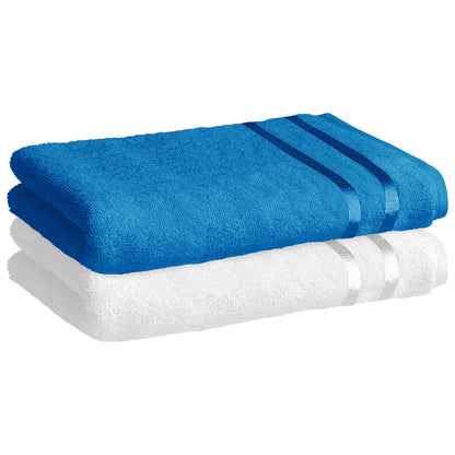 Story@Home 2 Units 100% Cotton Ladies Bath Towels - White and Blue