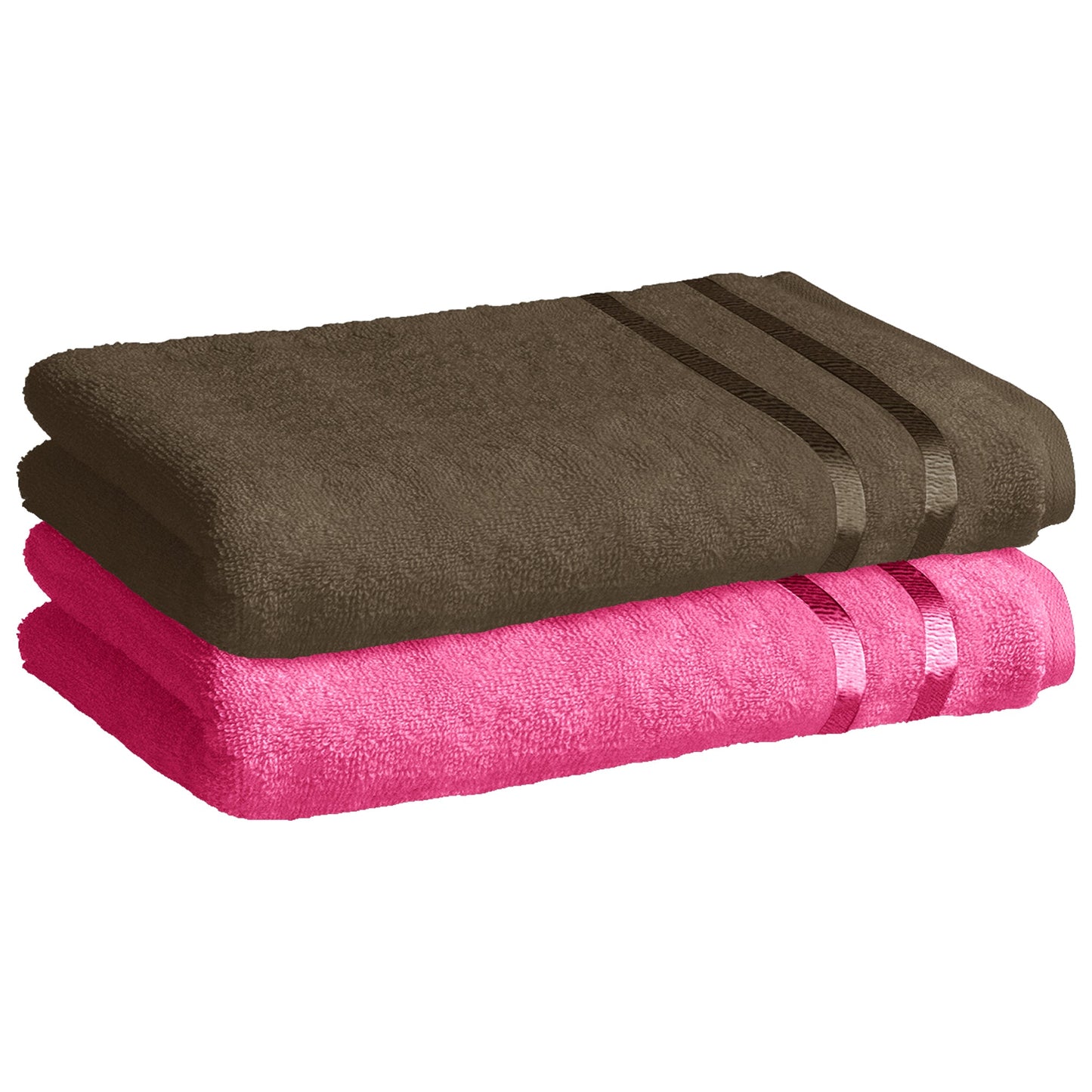 Story@Home 2 Units 100% Cotton Ladies Bath Towels - Pink and Brown