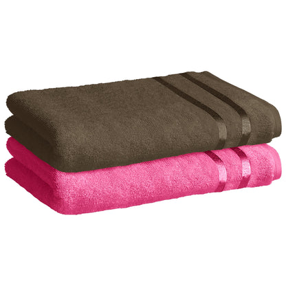 Story@Home 2 Units 100% Cotton Ladies Bath Towels - Pink and Brown