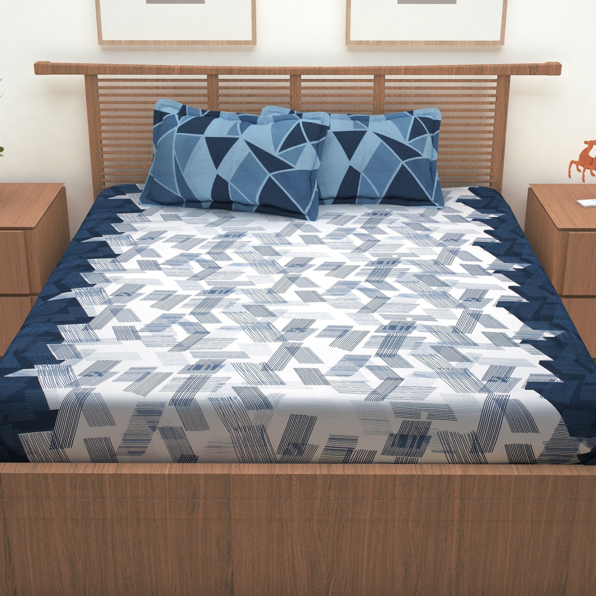 186 TC 100% Cotton 1 Double Bedsheet With 2 Pillow Cover - StoryAtHome.com