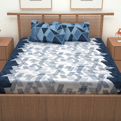 186 TC 100% Cotton 1 Double Bedsheet With 2 Pillow Cover - StoryAtHome.com