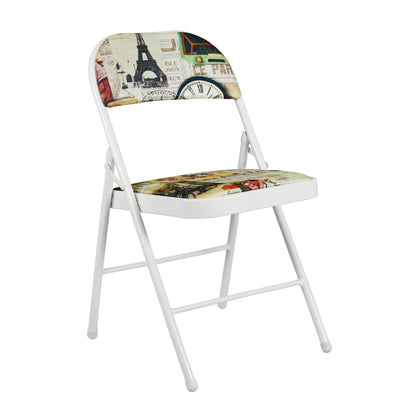 Folding Padded Cream Metal Chair