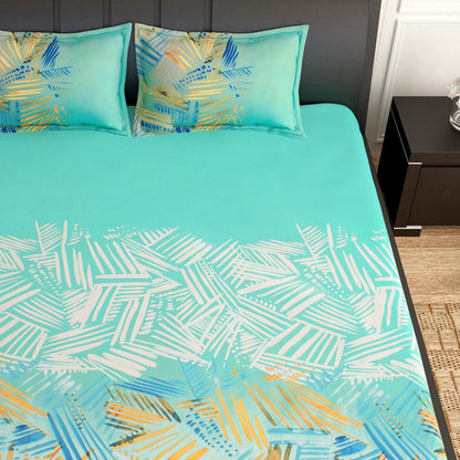 PAVO Tranquil Luxurious Turquoise Watercolor Art King Size Bedsheet