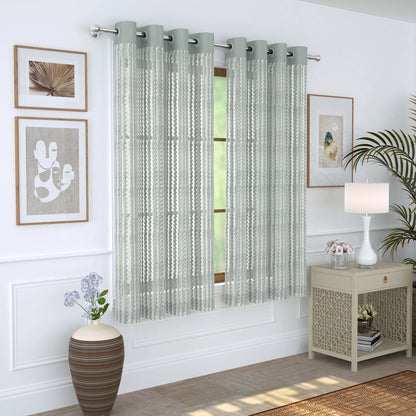 2 Pcs Grey Aura Sheer Net Polyester Window/Door/Long Door Curtains