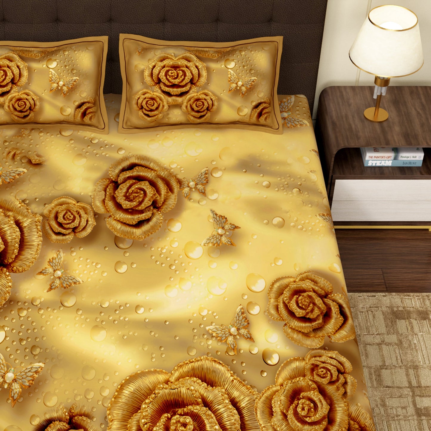 PAVO MOLLIS HOMES SUPER KING SIZE BEDSHEET - Golden Rose