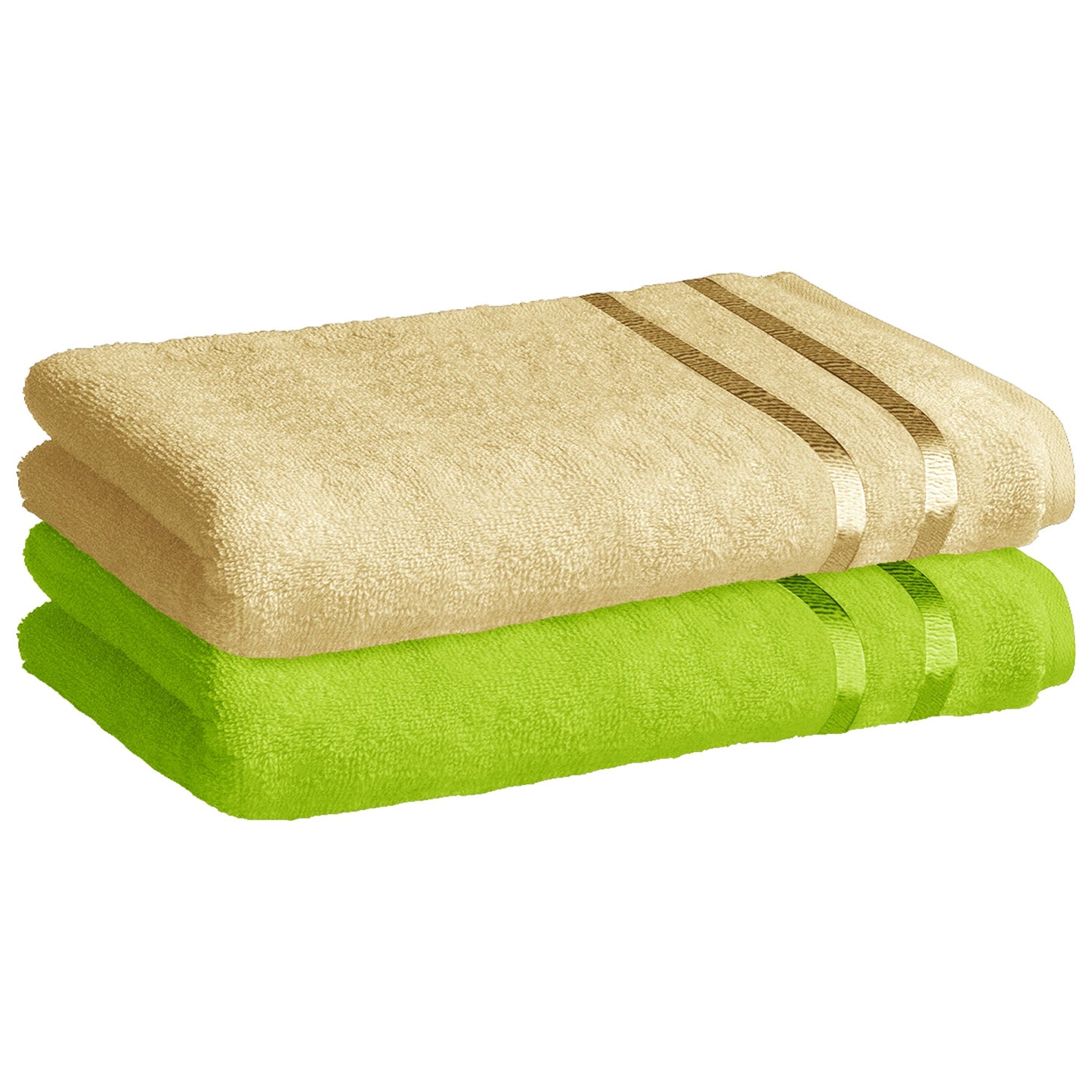 Story@Home 2 Units 100% Cotton Bath Towels - Green and Beige