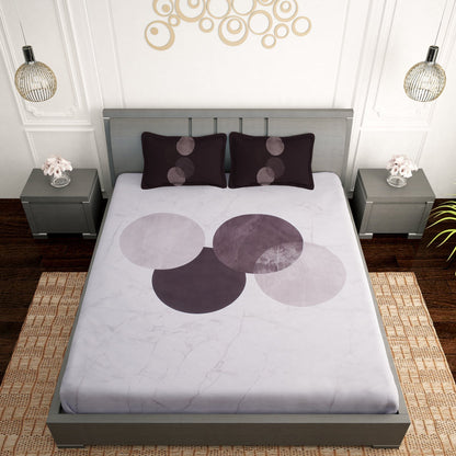 Artini Collection Tileable Circles Pattern King Size Bedsheet - Grey