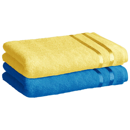 Story@Home 2 Units 100% Cotton Bath Towels - Blue and Lemon Yellow