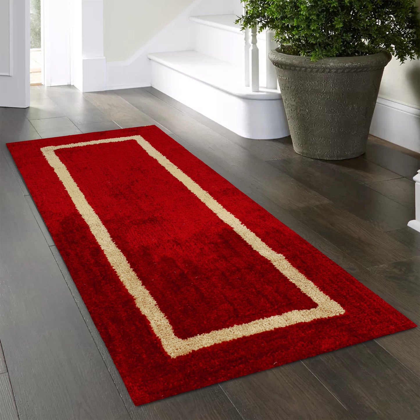 Polyster Red Abstract 1 UNIT HANDLOOM BED RUNNER