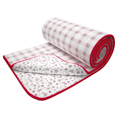 Merlin Pure Cotton Pink & White Checks - Floral Single Dohar