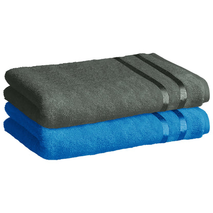 Story@Home 2 Units 100% Cotton Bath Towels - Blue and Charcoal Grey