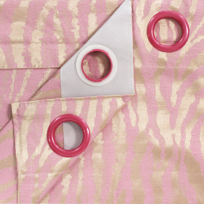 2 Pcs Pink Bloom Jacquard Room Darkening Door/Window Curtains