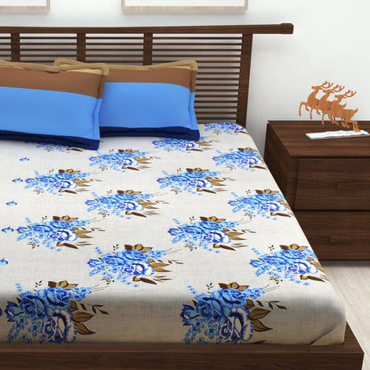 186 TC 100% Cotton 1 Double Bedsheet With 2 Pillow Cover - StoryAtHome.com