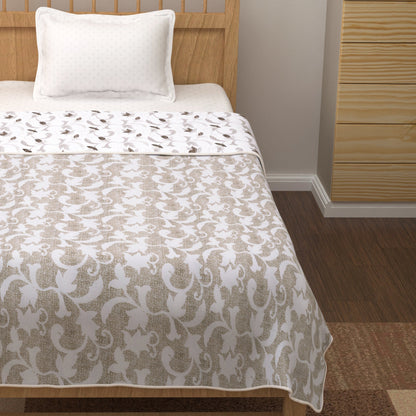 Super Soft Brown & White Floral Reversible Single Size Dohar - Pack of 2