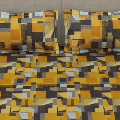 Arena 180 TC Mustard Double Size Bedsheet With 2 Pillow Cover