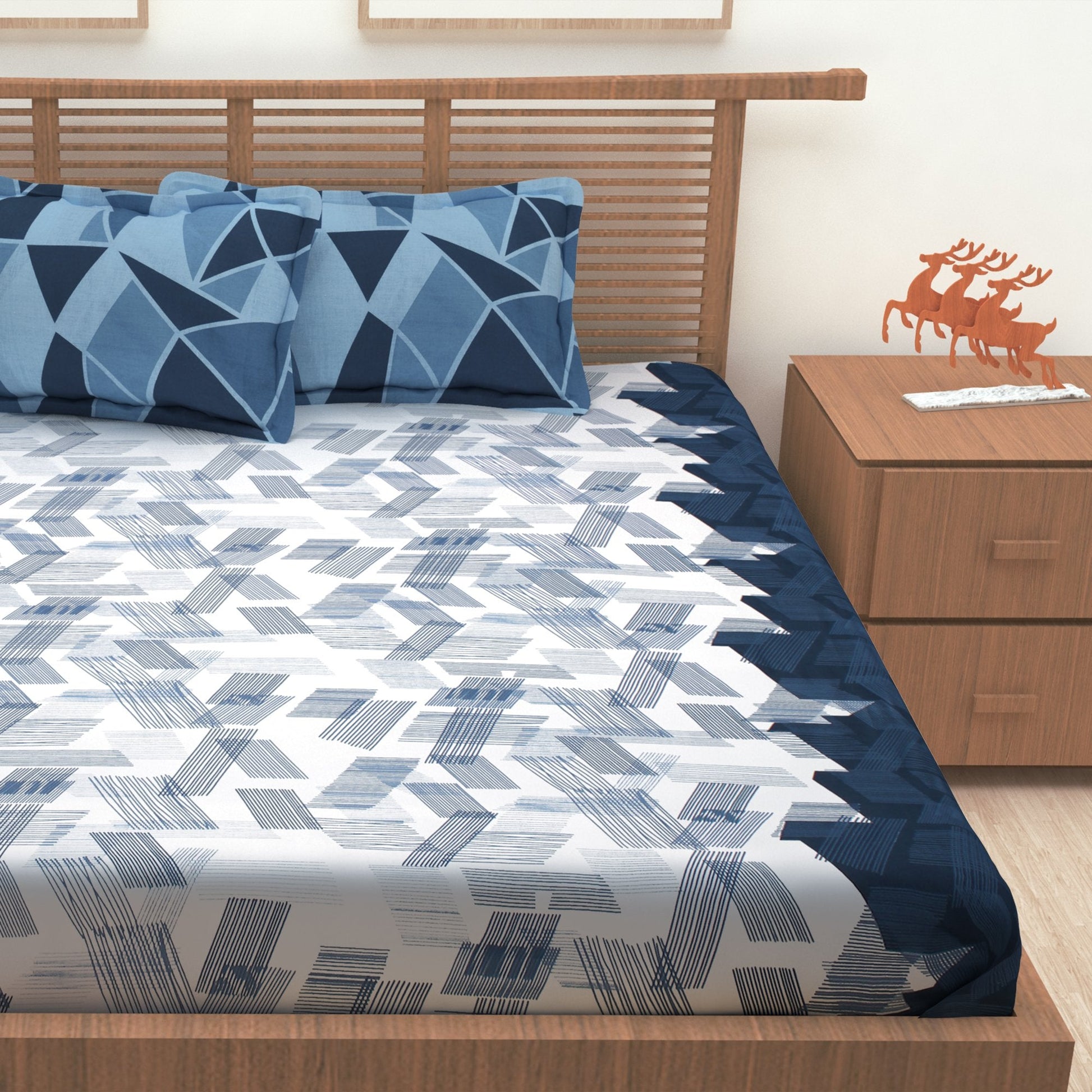 186 TC 100% Cotton 1 Double Bedsheet With 2 Pillow Cover - StoryAtHome.com