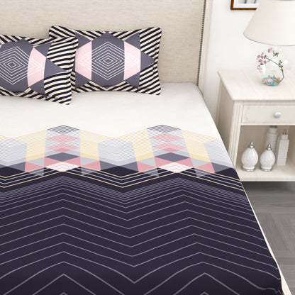 Forever 210 TC Purple Geometric King Size Bedsheet