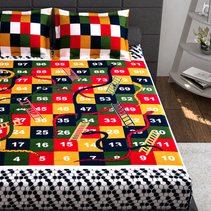 Ventura 152 TC Green Snakes and Ladders Double Bedsheet