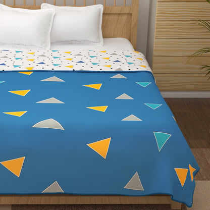 Super Soft Camric Cotton Blue Geometric - Double Dohar