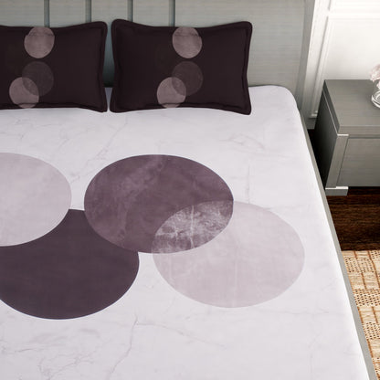 Artini Collection Tileable Circles Pattern King Size Bedsheet - Grey