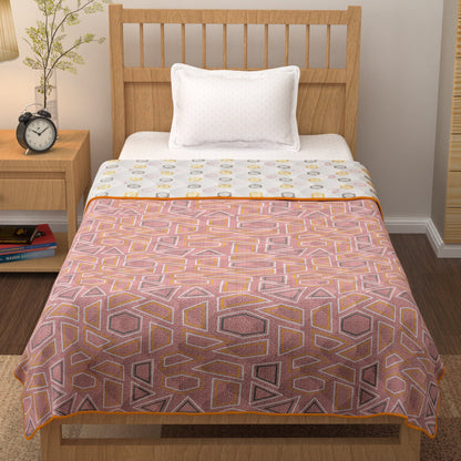 Merlin Pure Cotton Pink & Peach Criss Cross Single Dohar