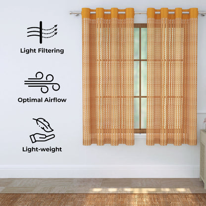 2 Pcs Golden Aura Sheer Net Polyester Window/Door/Long Door Curtains