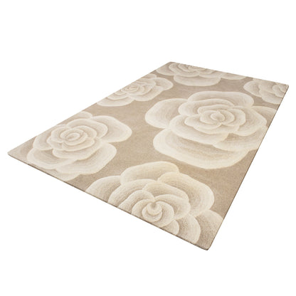 Dusty Brown Woolen Handmade Floral Pattern Carpet