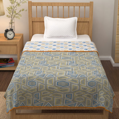 Merlin Pure Cotton Grey & White Criss Cross Single Dohar