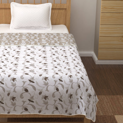 Super Soft Brown & White Floral Reversible Single Size Dohar - Pack of 2