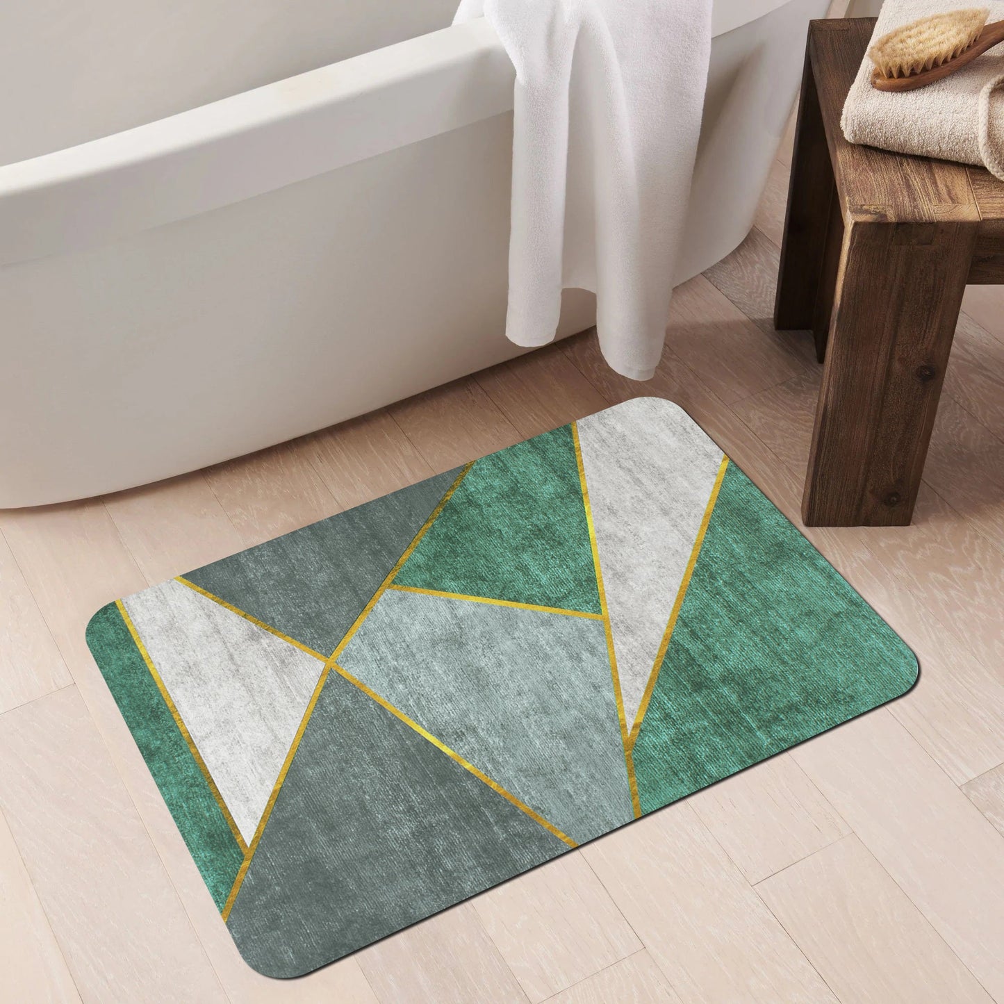 2 Units Nappa Leather Green Geometric Encore Doormats