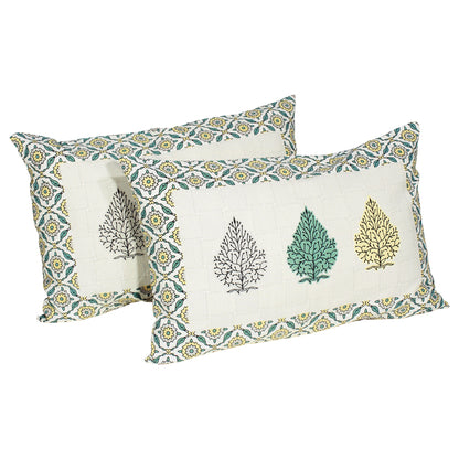 Pandora 152 TC 100 % Cotton Off White Leaf Double King Size Bedsheet