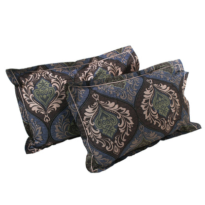 MOLLIS HOMES SUPER KING SIZE BEDSHEET - Blue, Damask Victor Pattern