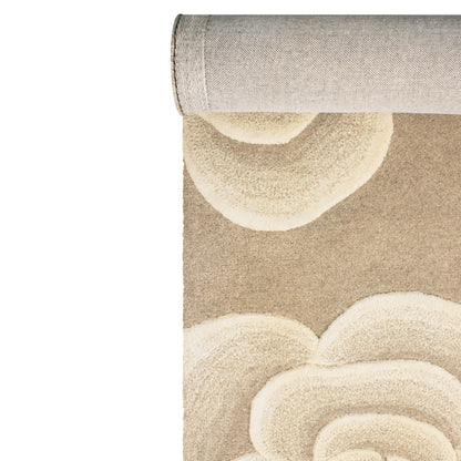 Dusty Brown Woolen Handmade Floral Pattern Carpet