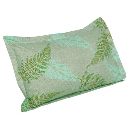 Story@Home 208 TC 100% Cotton Grey & Green Floral 2 Single Bedsheet Combo with 2 Pillow Covers